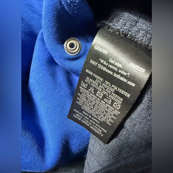 Ted Baker Bomber Jacket Bruno Mens Sz XL Quilted knit Sweater Stretch Navy Blue - Picture 7 of 8